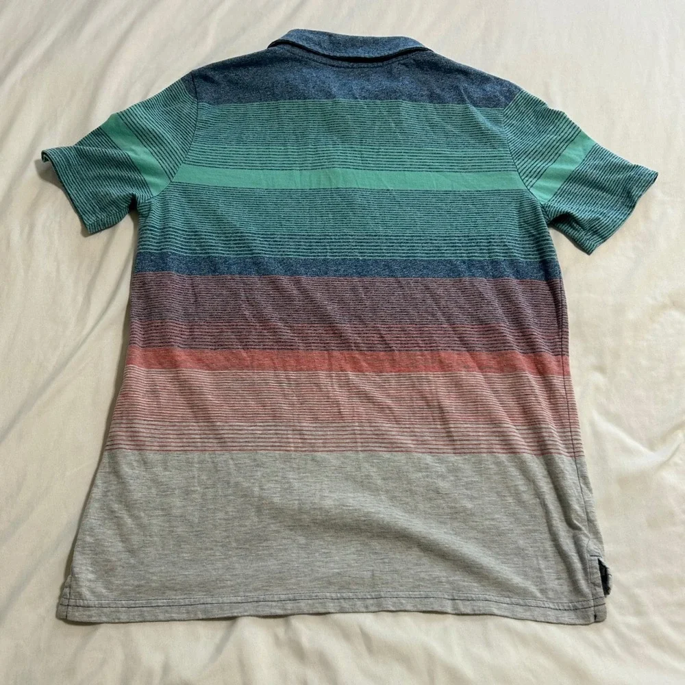 Arizona Jean Co Boys Multi Color Striped Short Sleeve Polo Shirt Size L 14/16H - Picture 2 of 5